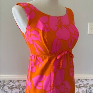 XS Orange and Pink Vintage Hawaii Floral Dress